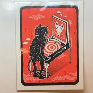 ”Pinball Cat” by Canadian Artis Jacob Rolfe. An original, signed by the artist